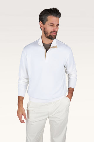 Paul & Shark - Chandail col zip de laine avec Alcantara®