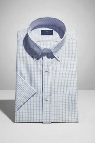 Paul & Shark - Short-sleeve cotton poplin checkered shirt