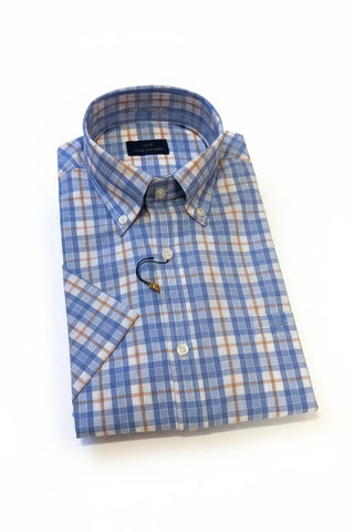 Paul & Shark - Chemise manches courtes à carreaux de coton poplin