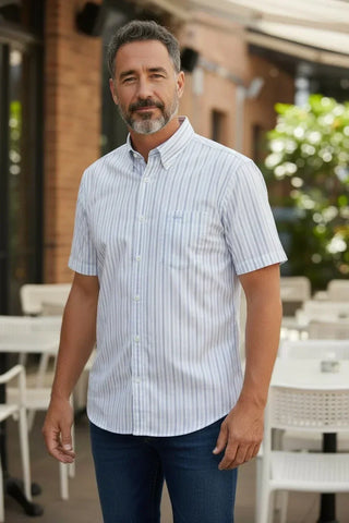 Paul & Shark - Chemise manches courtes rayée de coton