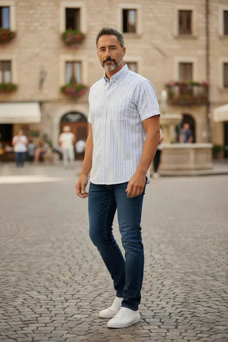 Paul & Shark - Chemise manches courtes rayée de coton