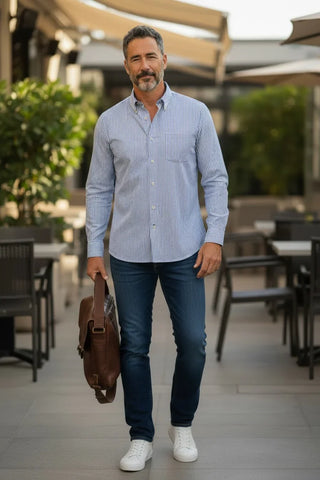 Paul & Shark - Striped Cotton Shirt Silver Collection