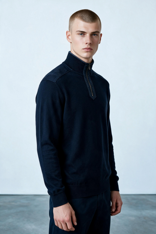 Paul & Shark - Wool zip collar sweater with Loro Piana Rain System© appliqués