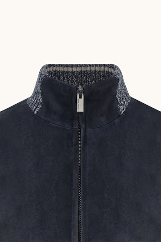 Paul & Shark - Suede cardigan with wool and cashmere knitwear
