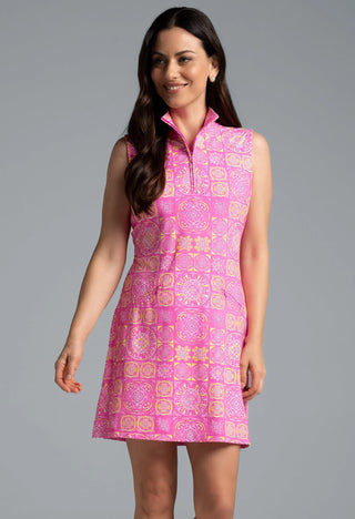 Ibkül - Colette Print Sleeveless Mock Neck Dress - 58090