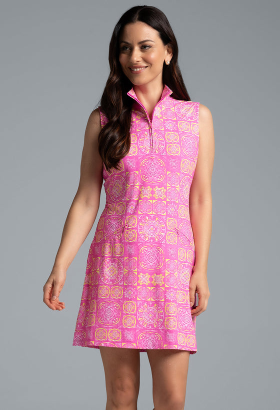 Ibkül - Colette Print Sleeveless Mock Neck Dress - 58090