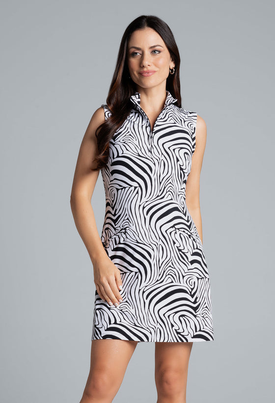 Ibkül - Cecilia Print Sleeveless Mock Neck Dress - 58932