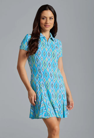 Ibkül - Romina Print Short Sleeve Godet Dress - 69931