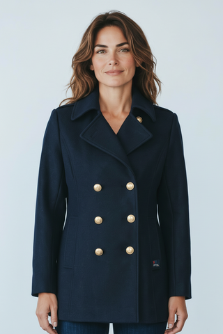 Dalmard Marine - Detroit - Caban pour femme à boutons dorés - Marine
