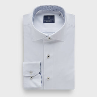 Emanuel Berg - Byron - Chemise manches longues unie Albini 4Flex - Modern Fit - Blanc