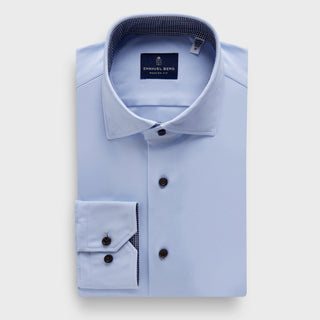 Emanuel Berg - Byron - Chemise manches longues unie Albini 4Flex - Modern Fit - Bleu