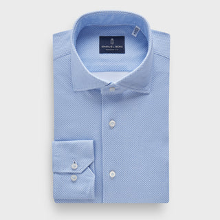 Emanuel Berg - Byron - Chemise manches longues à motifs Albini 4Flex - Modern Fit - Bright Blue