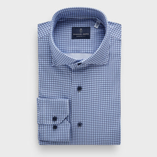 Emanuel Berg - Byron - Chemise manches longues à motifs Albini 4Flex - Modern Fit - Medium Blue