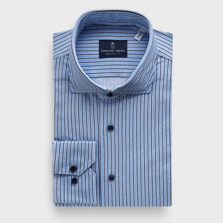 Emanuel Berg - Byron - Chemise manches longues à rayures Albini 4Flex - Modern Fit - Medium Blue
