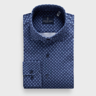 Emanuel Berg - Byron - Chemise manches longues à motifs Albini 4Flex - Modern Fit - Marine