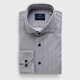 Emanuel Berg - Byron - Chemise manches longues rayée Albini 4Flex - Modern Fit - Medium Grey