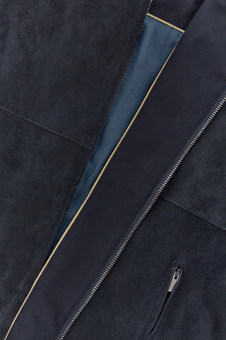 Paul & Shark - Suede cardigan with wool and cashmere knitwear