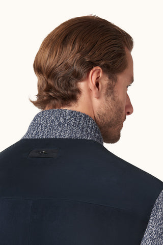 Paul & Shark - Suede cardigan with wool and cashmere knitwear