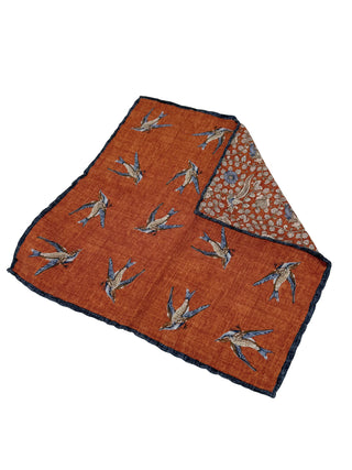 Hemley - Mouchoir de poche en soie motif oiseaux