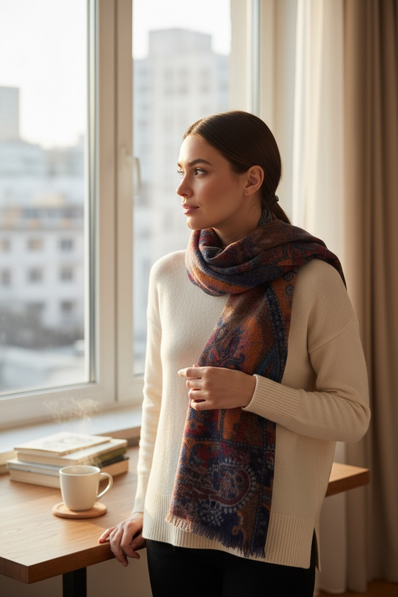 Hemley - Foulard paisley de laine et cachemire