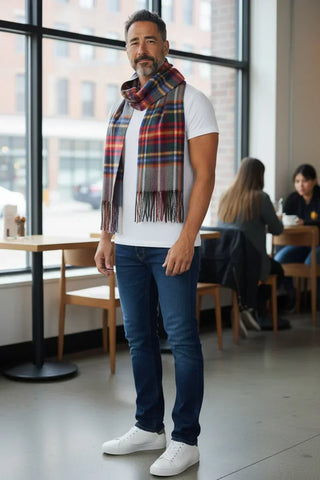 Hemley - Foulard à carreaux de laine et cachemire
