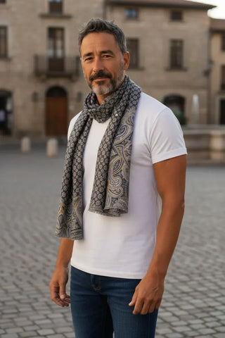 Hemley - Reversible silk scarf with paisley and patterns