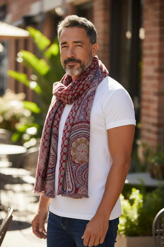 Hemley - Reversible silk scarf with paisley and patterns