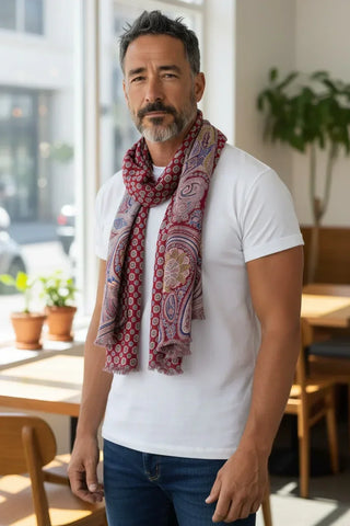 Hemley - Reversible silk scarf with paisley and patterns