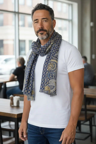 Hemley - Reversible silk scarf with paisley and patterns