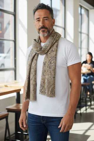 Hemley - Reversible silk scarf with paisley and patterns