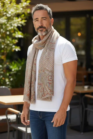 Hemley - Reversible silk scarf with paisley and patterns