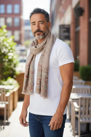Hemley - Reversible silk scarf with paisley and patterns