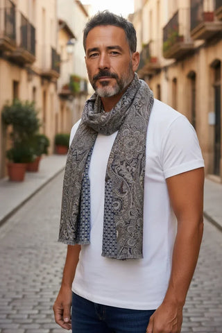 Hemley - Reversible silk scarf with paisley and patterns