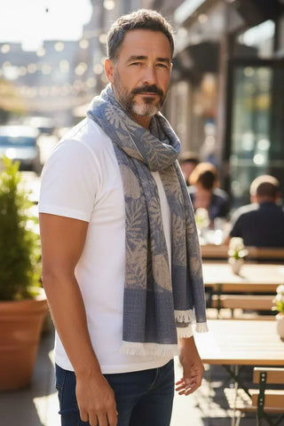 Hemley - Cotton and polyester foliage pattern scarf