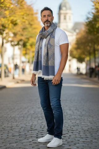 Hemley - Cotton and polyester foliage pattern scarf