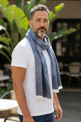 Hemley - Cotton and polyester foliage pattern scarf