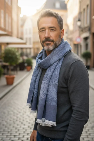 Hemley - Cotton and polyester foliage pattern scarf