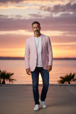 Emanuel Berg - Veston mélange laine, soie et lin 2-Button D-Constructed Jacket - Medium Pink