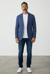 Emanuel Berg - Veston Seersucker mélange laine, soie et lin 2-Button D-Constructed Jacket - Medium Blue