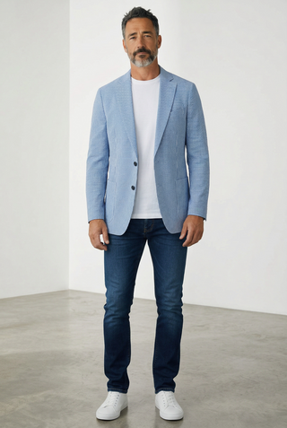 Emanuel Berg - Seersucker 2-Button Deconstructed Shirt Jacket - Medium Blue