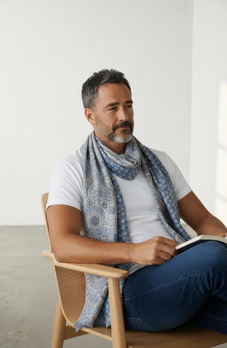 Hemley - Foulard de soie réversible cercles et motifs
