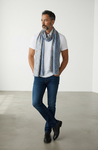 Hemley - Foulard de soie réversible cercles et motifs