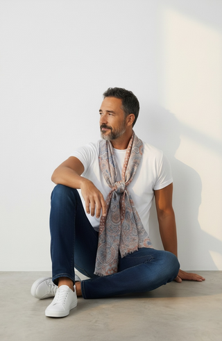 Hemley - Foulard de soie réversible cercles et motifs