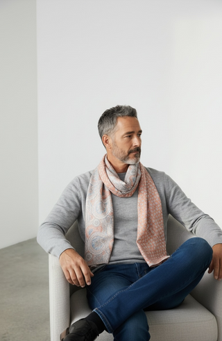 Hemley - Foulard de soie réversible cercles et motifs