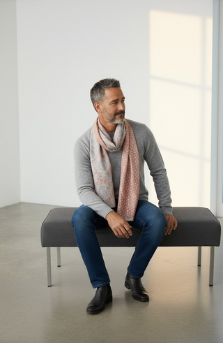 Hemley - Foulard de soie réversible cercles et motifs