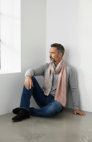 Hemley - Foulard de soie réversible cercles et motifs