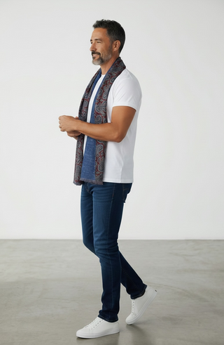 Hemley - Foulard de soie réversible paisley et motifs