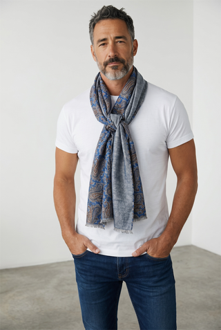 Hemley - Foulard de soie réversible paisley et motifs