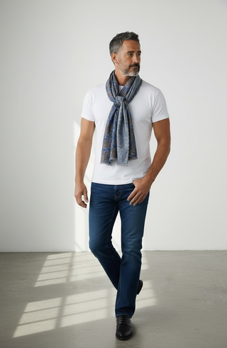 Hemley - Foulard de soie réversible paisley et motifs