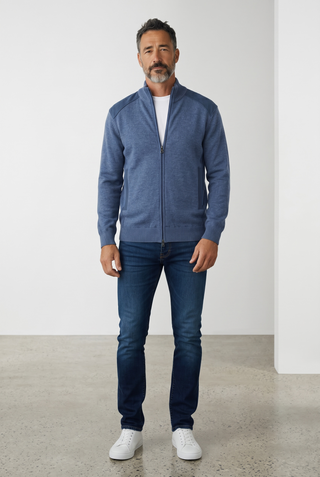 Paul & Shark - Wool cardigan with corded velvet appliqués